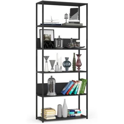 Akord - Estantería Loft 80 Cm Metálica Negro Con 6 Estantes En Negro 80x32 Akord - Estantería Loft 80 Cm Metálica Negro Con 6 Estantes En Negro 80x32