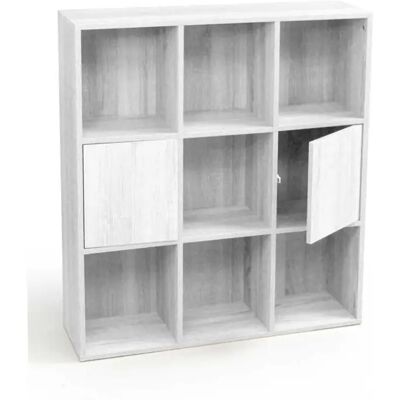 GICOS Mueble Modular 9 Cubos Gaia 90x24x98 Cm, Blanco Efecto Madera GICOS Mueble Modular 9 Cubos Gaia 90x24x98 Cm, Blanco Efecto Madera