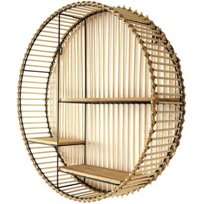 OEM Estantería Colgante Redonda Balinesa, Estilo Bohemio, Ratán, 3 Estantes OEM Estantería Colgante Redonda Balinesa, Estilo Bohemio, Ratán, 3 Estantes