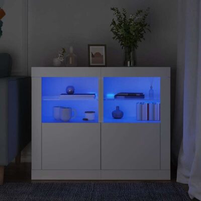 vidaXL Armario auxiliar blanco 2 piezas con luces LED - Mueble de almacenamiento vidaXL Armario auxiliar blanco 2 piezas con luces LED - Mueble de almacenamiento