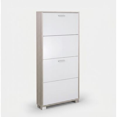 SARMOG Zapatero Ahorraespacio De 4 Puertas Abatibles Quadrante - Olmo - Blanco SARMOG Zapatero Ahorraespacio De 4 Puertas Abatibles Quadrante - Olmo - Blanco