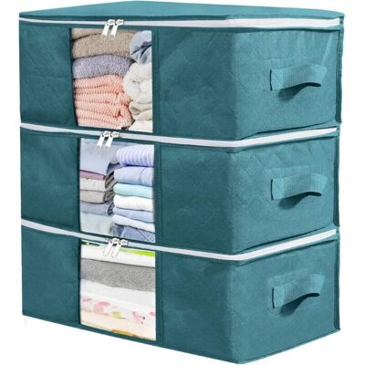 OEM Paquete De 3 Bolsas De Almacenamiento De Ropa (azul), Cajas De Almacenamiento De Ropa Para Debajo De La Cama, Organizadores De Prendas De Tela, Para Guardar Edredones, Ropa Y Ropa De Cama, Impermeable OEM Paquete De 3 Bolsas De Almacenamiento De Ropa (azul), Cajas De Almacenamiento De Ropa Para Debajo De La Cama, Organizadores De Prendas De Tela, Para Guardar Edredones, Ropa Y Ropa De Cama, Impermeable
