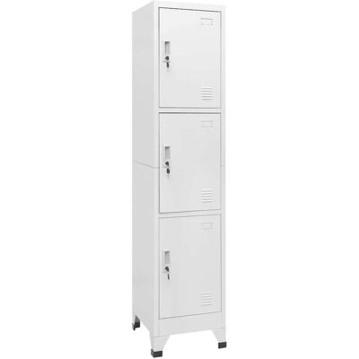 vidaXL Armario taquilla con 3 compartimentos - Acero Gris - Armario de vestuario vidaXL Armario taquilla con 3 compartimentos - Acero Gris - Armario de vestuario