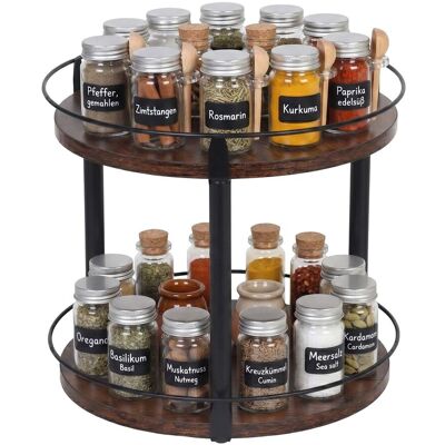 Relaxdays Estante Giratorio Especias, 2 Niveles, Carrusel 360°, Anticaídas, 26x28 Cm, Aceite/vinagre, Marrón/negro Relaxdays Estante Giratorio Especias, 2 Niveles, Carrusel 360°, Anticaídas, 26x28 Cm, Aceite/vinagre, Marrón/negro