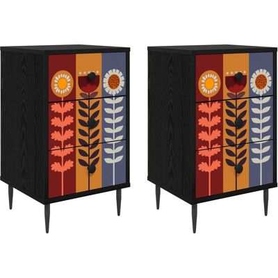 Mesa De Noche Essen 2 Uds. Roble Negro 36 X 33 X 61 Cm Vidaxl Mesa De Noche Essen 2 Uds. Roble Negro 36 X 33 X 61 Cm Vidaxl