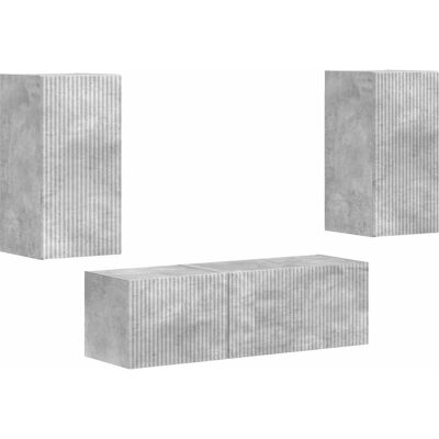 Conjunto De Mueble Para Tv De Pared 4 Uds. Gris Concreto Vidaxl Conjunto De Mueble Para Tv De Pared 4 Uds. Gris Concreto Vidaxl