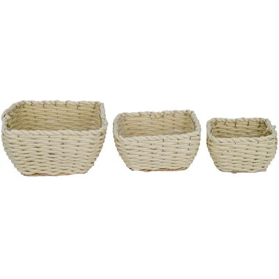 Signes Grimalt - Cesta Decoracion Cestas 3 Unidades Cestas Marrón 27x27x15cm 27644 Signes Grimalt - Cesta Decoracion Cestas 3 Unidades Cestas Marrón 27x27x15cm 27644