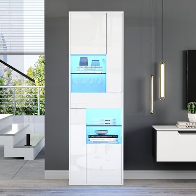 Mueble Vitrina Alto Con Led Y Gran Almacenaje Blanco Okmyhome Mueble Vitrina Alto Con Led Y Gran Almacenaje Blanco Okmyhome