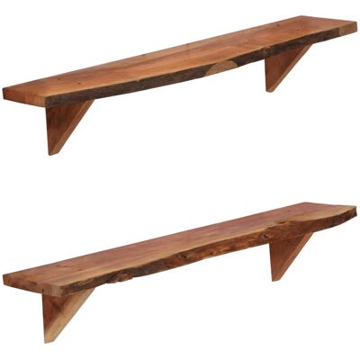 Vidaxl - Estantes De Pared 2 Uds Madera Maciza De Acacia 90x20x18 Cm Vidaxl - Estantes De Pared 2 Uds Madera Maciza De Acacia 90x20x18 Cm