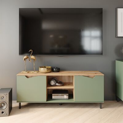 Mueble Bajo Para Tv Marelle, Verde/artesano, 150 X 60 Cm Con 2 Puertas, Vicco Mueble Bajo Para Tv Marelle, Verde/artesano, 150 X 60 Cm Con 2 Puertas, Vicco