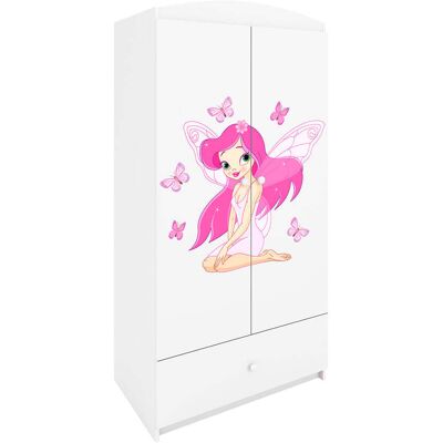Armario Blanco Kocot Kids con Diseño de Mariposas - 2 Puertas, 1 Cajón Armario Blanco Kocot Kids con Diseño de Mariposas - 2 Puertas, 1 Cajón