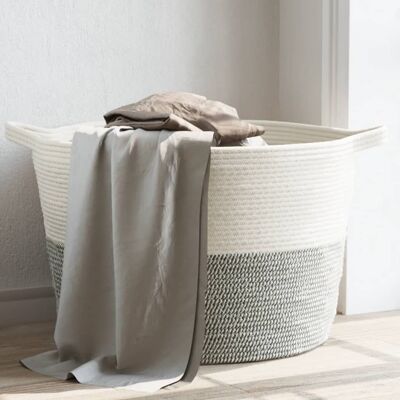 Cesta para ropa sucia gris y blanca algodón vidaXL - Cesta de lavandería Cesta para ropa sucia gris y blanca algodón vidaXL - Cesta de lavandería