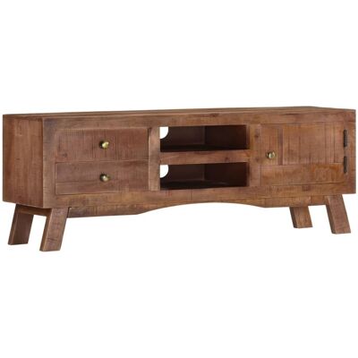 JINLEFU Mueble Para Tv De Madera Maciza De Mango Rugosa 110x30x40 Cm Vidaxl JINLEFU Mueble Para Tv De Madera Maciza De Mango Rugosa 110x30x40 Cm Vidaxl
