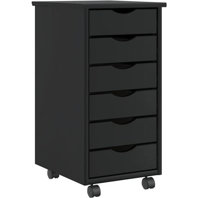 Vidaxl - Cajonera Con Ruedas Moss Madera Maciza De Pino Negro Vidaxl - Cajonera Con Ruedas Moss Madera Maciza De Pino Negro