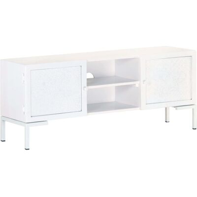Mueble para TV blanco de madera de mango maciza 115x30x46 cm - TV Cabinet Mueble para TV blanco de madera de mango maciza 115x30x46 cm - TV Cabinet