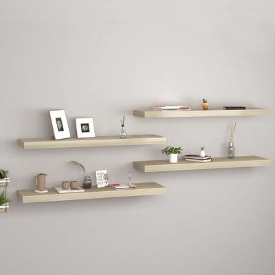 vidaXL 4x Estantes Flotantes de Pared Roble - Estanterías vidaXL 4x Estantes Flotantes de Pared Roble - Estanterías
