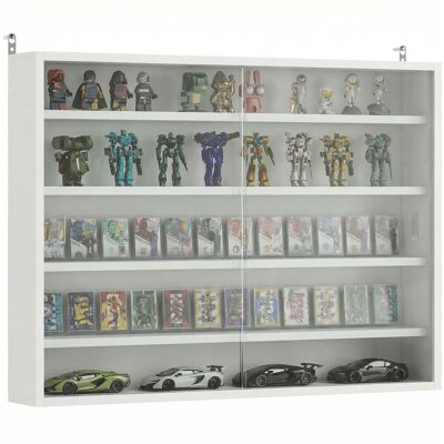 OEM Vitrina De Pared De Madera Con Estantes Ajustables Y 2 Puertas Correderas De Cristal 80x9,5x60 Cm Blanco OEM Vitrina De Pared De Madera Con Estantes Ajustables Y 2 Puertas Correderas De Cristal 80x9,5x60 Cm Blanco