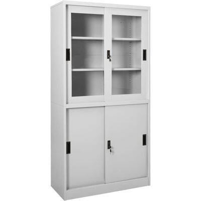 Vidaxl - Armario Oficina Puerta Corredera Acero Gris Claro 90x40x180 Cm Vidaxl - Armario Oficina Puerta Corredera Acero Gris Claro 90x40x180 Cm