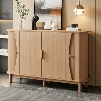 JHY DESIGN Aparador De 140 X 40 X 88 Cm En Mdf, Cómoda Con Cajones De Bordes Redondeados, 2 Puertas Correderas, Mueble De Almacenamiento Para Salón/pasillo, Carga Máxima 60 Kg, Pieza Decorativa De Madera Natural JHY DESIGN Aparador De 140 X 40 X 88 Cm En Mdf, Cómoda Con Cajones De Bordes Redondeados, 2 Puertas Correderas, Mueble De Almacenamiento Para Salón/pasillo, Carga Máxima 60 Kg, Pieza Decorativa De Madera Natural