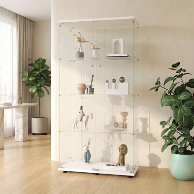 SOLKVUNZA Vitrina Expositora 80,5x36,3x164,3 Cm - Armario Expositor De 4 Estantes Con Doble Puerta - Vidrio Templado Resistente Y Protección Antipolvo - Diseño Moderno Y Elegante - Blanco SOLKVUNZA Vitrina Expositora 80,5x36,3x164,3 Cm - Armario Expositor De 4 Estantes Con Doble Puerta - Vidrio Templado Resistente Y Protección Antipolvo - Diseño Moderno Y Elegante - Blanco