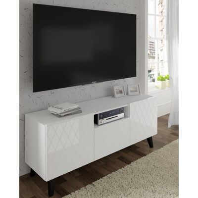 Ac-deco - Mueble Tv Diuna 145 Cm 2d1k Con Patas, Blanco Brillante Ac-deco - Mueble Tv Diuna 145 Cm 2d1k Con Patas, Blanco Brillante