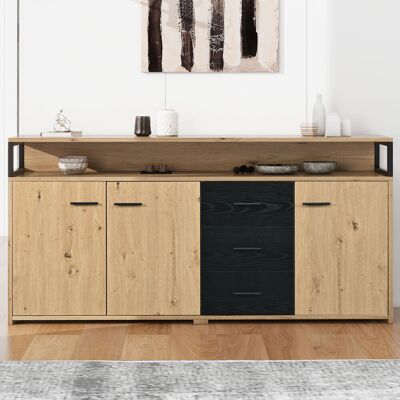 JHY DESIGN Aparador De Estilo Industrial Con Tres Puertas Y Tres Cajones, Cómoda, Armario De Cocina, Unidad De Almacenamiento Multifuncional, Armario Alto Con Tiradores Metálicos Para Dormitorio, Salón Y Oficina JHY DESIGN Aparador De Estilo Industrial Con Tres Puertas Y Tres Cajones, Cómoda, Armario De Cocina, Unidad De Almacenamiento Multifuncional, Armario Alto Con Tiradores Metálicos Para Dormitorio, Salón Y Oficina