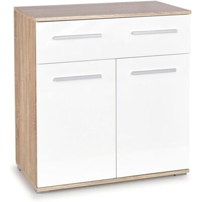 Arredamento1 - Cómoda Cirveso 100, Roble Sonoma + Blanco Brillante, Con Cajones Y Puertas, Número De Cajones: 0, 82x77x40cm Arredamento1 - Cómoda Cirveso 100, Roble Sonoma + Blanco Brillante, Con Cajones Y Puertas, Número De Cajones: 0, 82x77x40cm