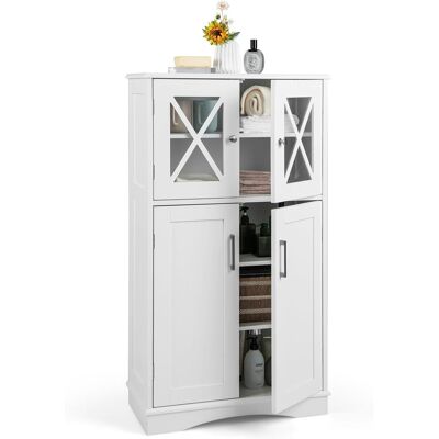 Costway Armario De Baño, Gabinete De Madera Con 2 Puertas Y 3 Estantes Ajustables, Mueble Auxiliar De Baño, Armario De Almacenamiento Para Baño, Sala De Estar, Cocina, Oficina, 60 X 30 X 108 Cm Costway Armario De Baño, Gabinete De Madera Con 2 Puertas Y 3 Estantes Ajustables, Mueble Auxiliar De Baño, Armario De Almacenamiento Para Baño, Sala De Estar, Cocina, Oficina, 60 X 30 X 108 Cm
