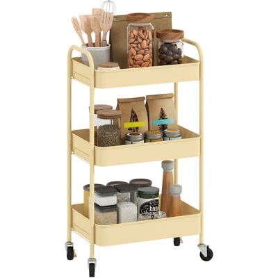 OEM Carrito Auxiliar Con Ruedas De 3 Niveles Carrito De Cocina Con 3 Cestas Y 2 Asas 45x30,6x79 Cm Amarillo OEM Carrito Auxiliar Con Ruedas De 3 Niveles Carrito De Cocina Con 3 Cestas Y 2 Asas 45x30,6x79 Cm Amarillo