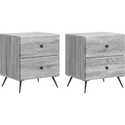 Armario De Noche 2 Pcs Gris Sonoma 43 X 34,5 X 47,5 Cm Vidaxl Armario De Noche 2 Pcs Gris Sonoma 43 X 34,5 X 47,5 Cm Vidaxl