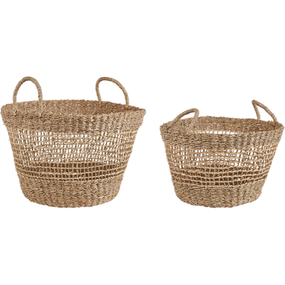 Beliani Conjunto de 2 cestas de algas marinas natural - Cesta Beliani Conjunto de 2 cestas de algas marinas natural - Cesta
