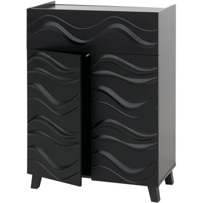 DÉCOSHOP26 Ómoda Aparador Armario De Almacenamiento Diseño Ondas 3d Puertas Push-to-open Estantes Y Cajón 107 X 76 X 36 Cm Madera De Hevea Negro 04000982 DÉCOSHOP26 Ómoda Aparador Armario De Almacenamiento Diseño Ondas 3d Puertas Push-to-open Estantes Y Cajón 107 X 76 X 36 Cm Madera De Hevea Negro 04000982