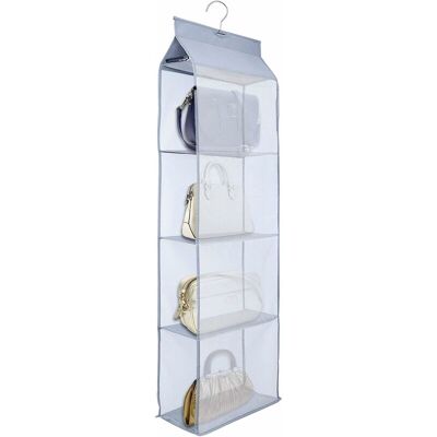 Ahlsen - Estante De Almacenamiento Para Bolsos, 4 Compartimentos, Organizador Para Bolsos Colgantes, Armario Para Bufandas Para Sala De Estar Y Dormitorio (gris) Ahlsen - Estante De Almacenamiento Para Bolsos, 4 Compartimentos, Organizador Para Bolsos Colgantes, Armario Para Bufandas Para Sala De Estar Y Dormitorio (gris)