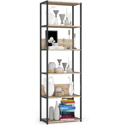 AKORD Scaffale Stilo Loft Con Ripiani In Legno 60 Cm Nera, Quercia Sonoma 60x32x192 Cm AKORD Scaffale Stilo Loft Con Ripiani In Legno 60 Cm Nera, Quercia Sonoma 60x32x192 Cm