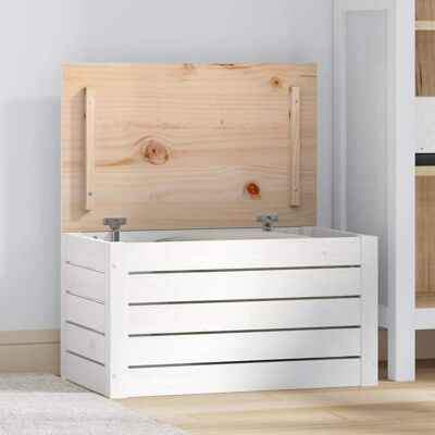Vidaxl Caja De Almacenaje Madera Maciza De Pino Blanco 59,5x36,5x33 Cm Vidaxl Caja De Almacenaje Madera Maciza De Pino Blanco 59,5x36,5x33 Cm