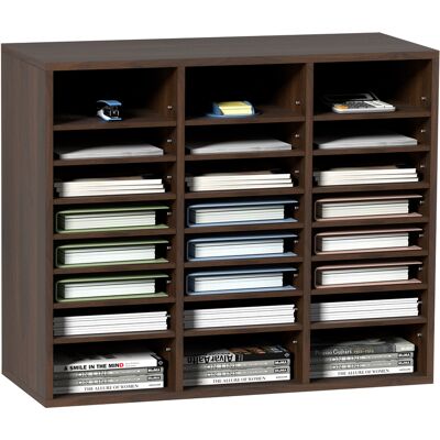 Mophorn - Vevor Organizador De Literatura De Madera Aglomerado Estante De Almacenamiento De Documentos De 24 Compartimentos 73,7x30,5x62 Cm Clasificador De Literatura Con Estantes Ajustables Para Oficina Marrón Mophorn - Vevor Organizador De Literatura De Madera Aglomerado Estante De Almacenamiento De Documentos De 24 Compartimentos 73,7x30,5x62 Cm Clasificador De Literatura Con Estantes Ajustables Para Oficina Marrón