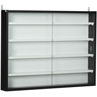 OEM Vitrina Expositora Vitrina De Pared Con Estantes Ajustables Y 2 Puertas Correderas De Vidrio Para Colecciones Perfumes Figuras De Decoración 80x9,5x60 Cm Blanco Y Negro OEM Vitrina Expositora Vitrina De Pared Con Estantes Ajustables Y 2 Puertas Correderas De Vidrio Para Colecciones Perfumes Figuras De Decoración 80x9,5x60 Cm Blanco Y Negro