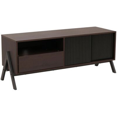 DÉCOSHOP26 Mueble Bajo De Tv En Acabado Nogal 120 Cm Con Puerta Corredera Cajón Y Almacenaje Estructura De Metal 040009221 DÉCOSHOP26 Mueble Bajo De Tv En Acabado Nogal 120 Cm Con Puerta Corredera Cajón Y Almacenaje Estructura De Metal 040009221