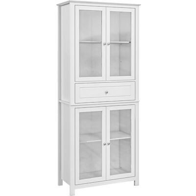 OEM Alacena De Cocina Mueble Vitrina Con 4 Puertas De Vidrio Templado Cajón Y Estantes Ajustables 74x35,5x181,5 Cm Blanco OEM Alacena De Cocina Mueble Vitrina Con 4 Puertas De Vidrio Templado Cajón Y Estantes Ajustables 74x35,5x181,5 Cm Blanco