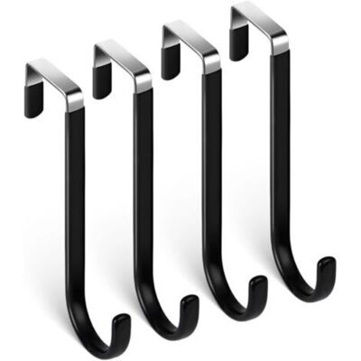OEM Gancho Para Puerta, 4 Ganchos De Acero Inoxidable Para Puerta, Ganchos Para Borde De Puerta, Cajón, Perchero Para Puerta, Cajón, Armario, Vestidor, Baño, Cocina - Negro - Crezuo OEM Gancho Para Puerta, 4 Ganchos De Acero Inoxidable Para Puerta, Ganchos Para Borde De Puerta, Cajón, Perchero Para Puerta, Cajón, Armario, Vestidor, Baño, Cocina - Negro - Crezuo