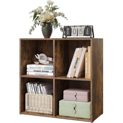 Woltu - Librería Baja De 4 Cubos, Estantería Multiusos De Madera, Moderna Y Sencilla, Color Marrón Rústico. Woltu - Librería Baja De 4 Cubos, Estantería Multiusos De Madera, Moderna Y Sencilla, Color Marrón Rústico.