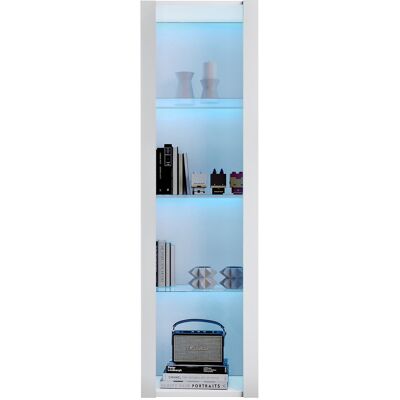 STILVORA Vitrina Con 3 Estantes De Vidrio Y Led, Mueble De Almacenaje En Tablero De Partículas Para Salón, 55×38×166 Cm STILVORA Vitrina Con 3 Estantes De Vidrio Y Led, Mueble De Almacenaje En Tablero De Partículas Para Salón, 55×38×166 Cm