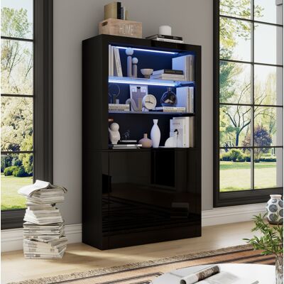 Mueble Vitrina Con Led Y Almacenaje Negro Para Salón Okmyhome Mueble Vitrina Con Led Y Almacenaje Negro Para Salón Okmyhome