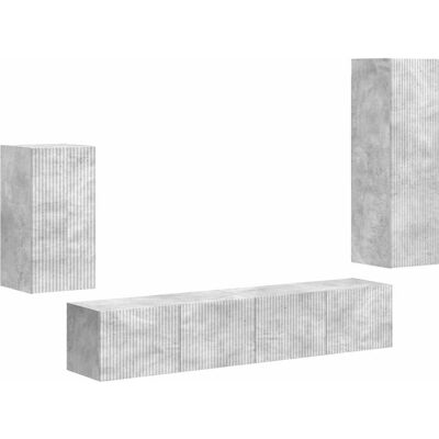 Conjunto De Mueble De Tv 4 Uds. Gris Concreto Vidaxl Conjunto De Mueble De Tv 4 Uds. Gris Concreto Vidaxl