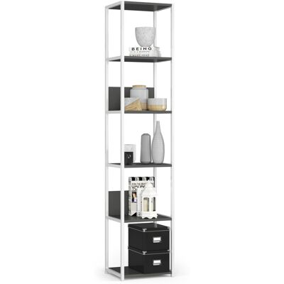 Akord - Estantería Loft 40 Cm Metálica Blanco Con 6 Estantes En Gris 40x32x191 Cm Akord - Estantería Loft 40 Cm Metálica Blanco Con 6 Estantes En Gris 40x32x191 Cm