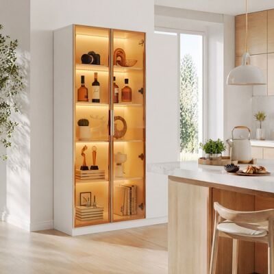Mueble Vitrina 3 Puertas Con Led Mdf 110x35x165 Okmyhome Mueble Vitrina 3 Puertas Con Led Mdf 110x35x165 Okmyhome