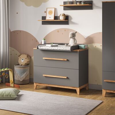 Cambiador Malia, Gris/artisan, 108 X 98 Cm Con 2 Cajones, Vitalispa Cambiador Malia, Gris/artisan, 108 X 98 Cm Con 2 Cajones, Vitalispa