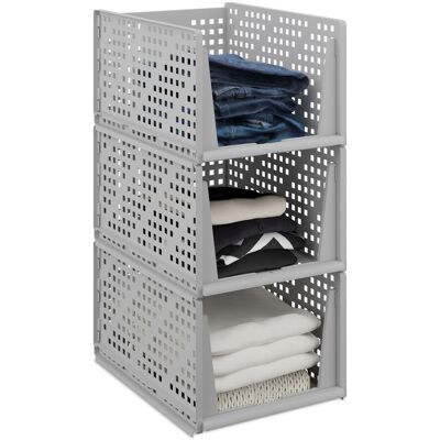 Relaxdays Organizadores De Armario, Pack De 3, Cajas De Almacenaje Apilables, Cajones De 24,5 X 33,5 X 43,5 Cm, Gris Relaxdays Organizadores De Armario, Pack De 3, Cajas De Almacenaje Apilables, Cajones De 24,5 X 33,5 X 43,5 Cm, Gris