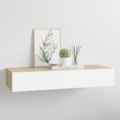 Estante de Pared con Cajón vidaXL Estructura de Madera y Blanco - Estante de Pared Estante de Pared con Cajón vidaXL Estructura de Madera y Blanco - Estante de Pared