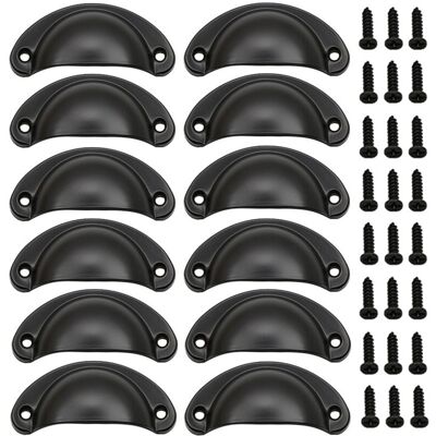 OEM (negro) Juego De 12 Tiradores Vintage Con Forma De Concha Marina, Tiradores De Hierro Vintage Con Tornillos Para Muebles, Cómodas Y Armarios De Cocina -crezuo OEM (negro) Juego De 12 Tiradores Vintage Con Forma De Concha Marina, Tiradores De Hierro Vintage Con Tornillos Para Muebles, Cómodas Y Armarios De Cocina -crezuo